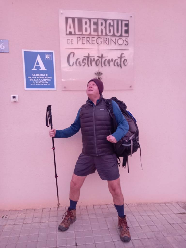 Neville David Thomas in walking equipment on the Via de la Plata in Spain.