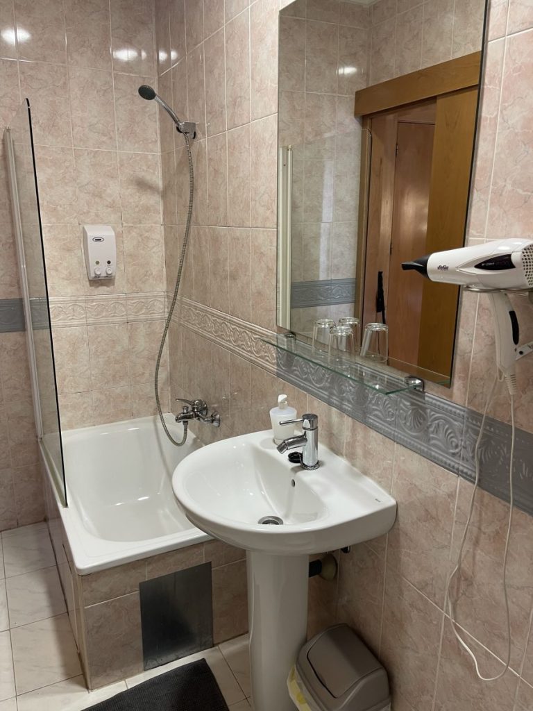 One of the bathrooms at Hostal Concejo, in Salamanca, Spain.