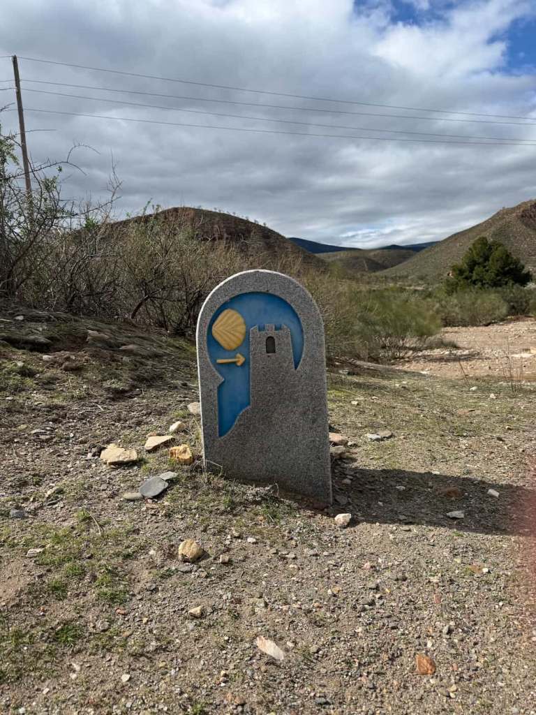 A direction sign for pilgrims on the Camino Mozarabe